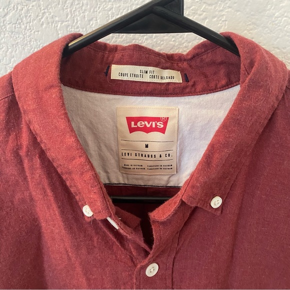 Levi’s Slim Fit Maroon Burgundy Red Button Down Shirt - Picture 4 of 4